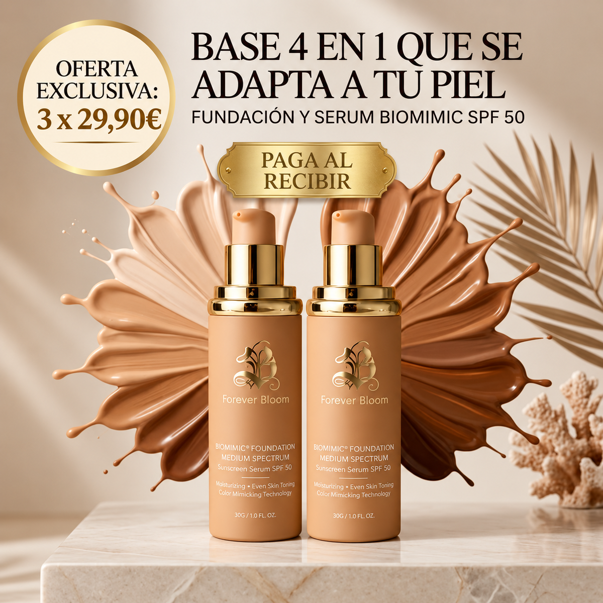 BASE DE MAQUILLAJE 5 EN 1 Tecnología Mimética de Color
