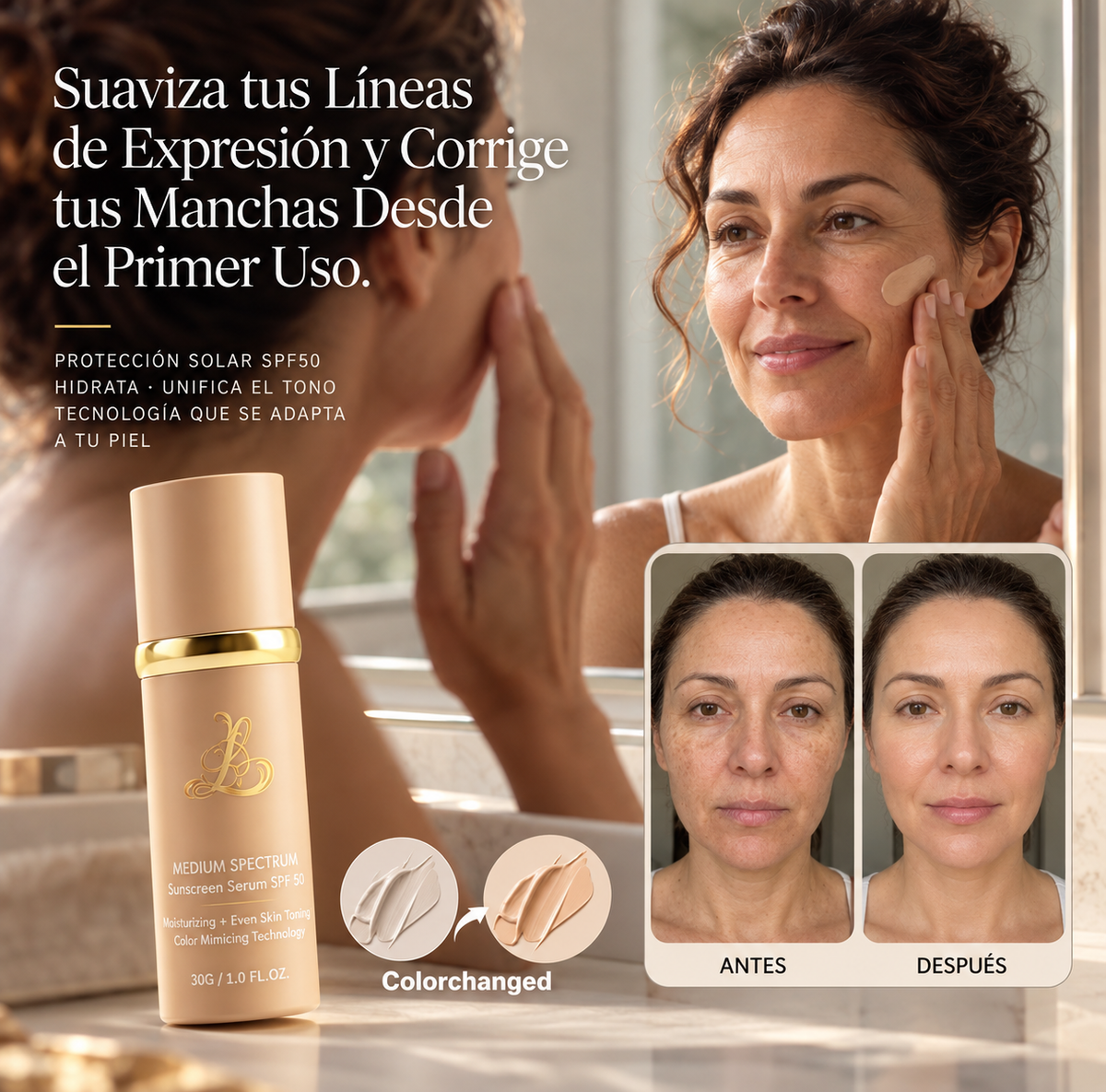BASE DE MAQUILLAJE 5 EN 1 Tecnología Mimética de Color